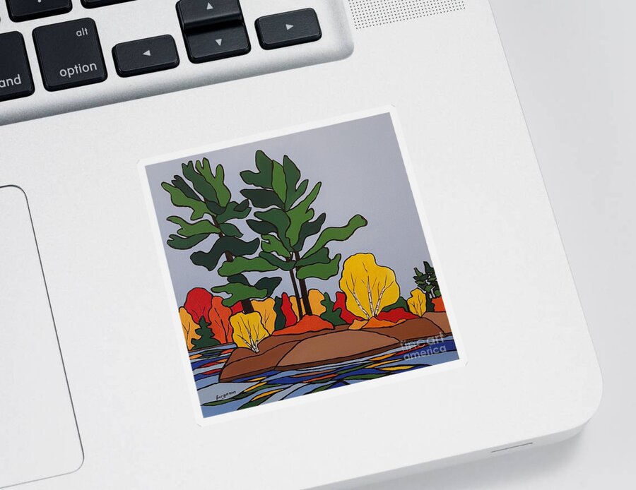 Trees Sticker featuring the painting Birches and Pine by Petra Burgmann