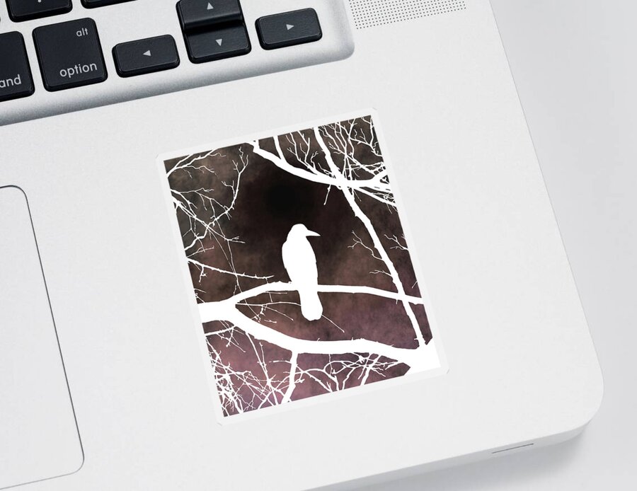 Bird Sticker featuring the digital art Bird 79 Crow Raven by Lucie Dumas