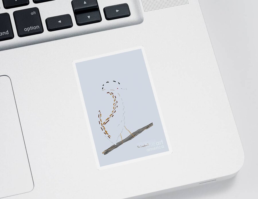 Bird Sticker featuring the digital art Bird on Branch by Kae Cheatham