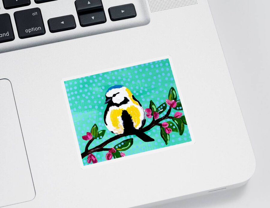 Bird Sticker featuring the painting Bird Teal by Beth Ann Scott