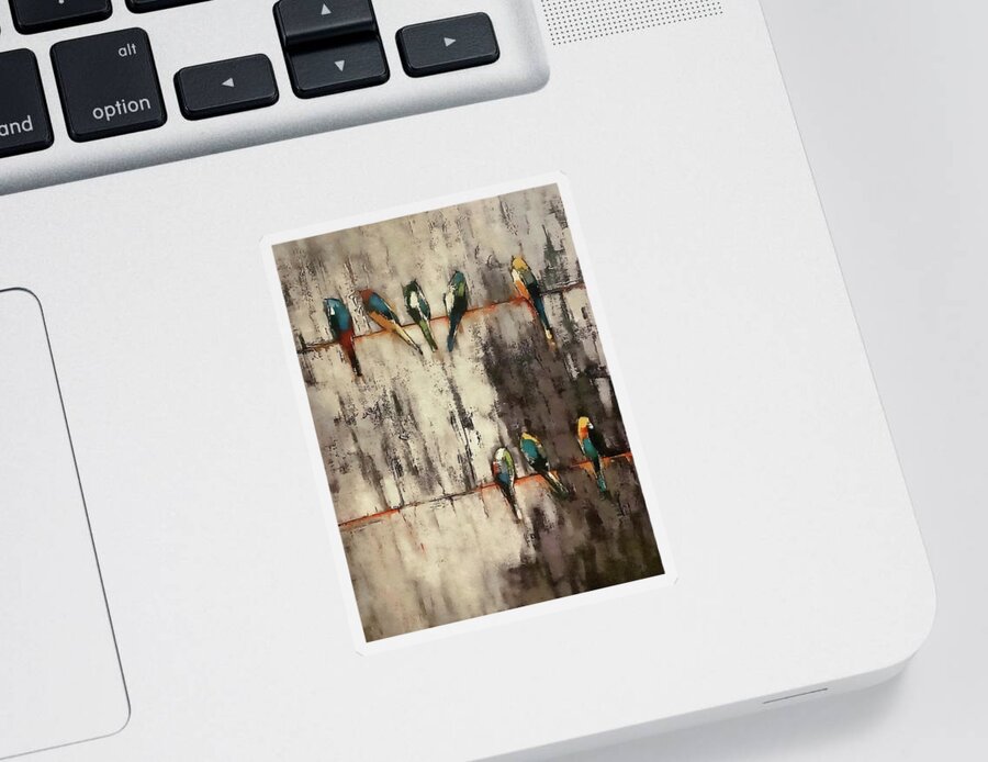 Birds Sticker featuring the photograph Birds on a Wire by Andrea Kollo