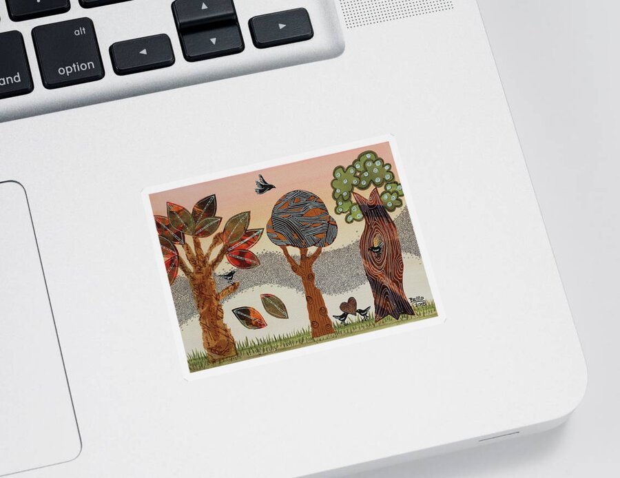 Trees Sticker featuring the painting Birds Refuge by Graciela Bello