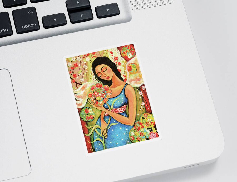 Pregnant Mother Sticker featuring the painting Birth Flower by Eva Campbell
