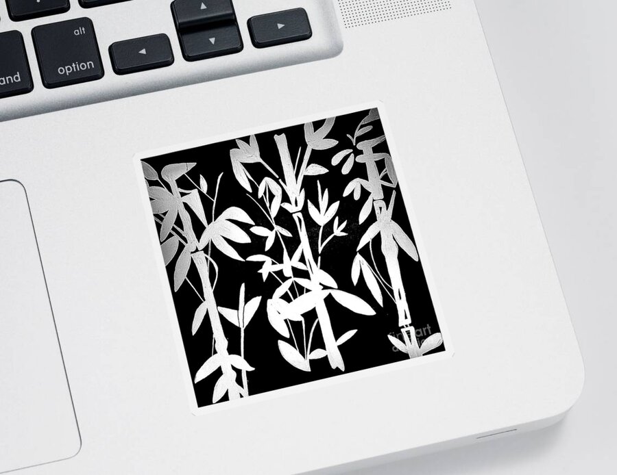 Black And White Sticker featuring the painting Black and White Bamboo by Christie Olstad