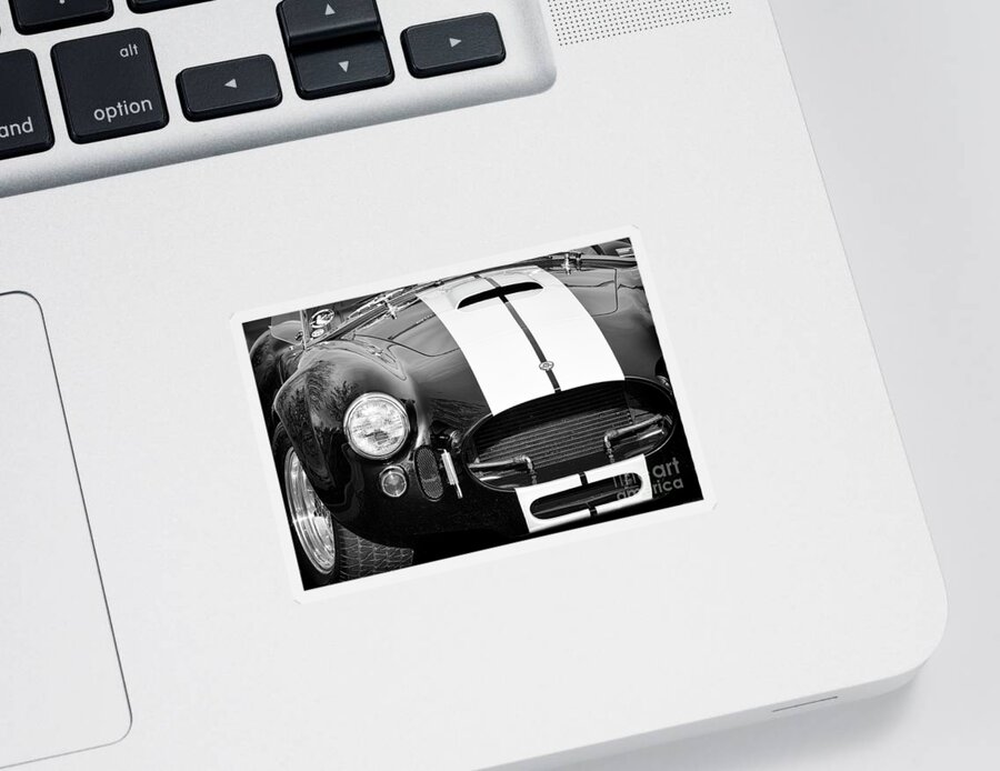 Ford Sticker featuring the photograph Black and White Cobra by Dennis Hedberg