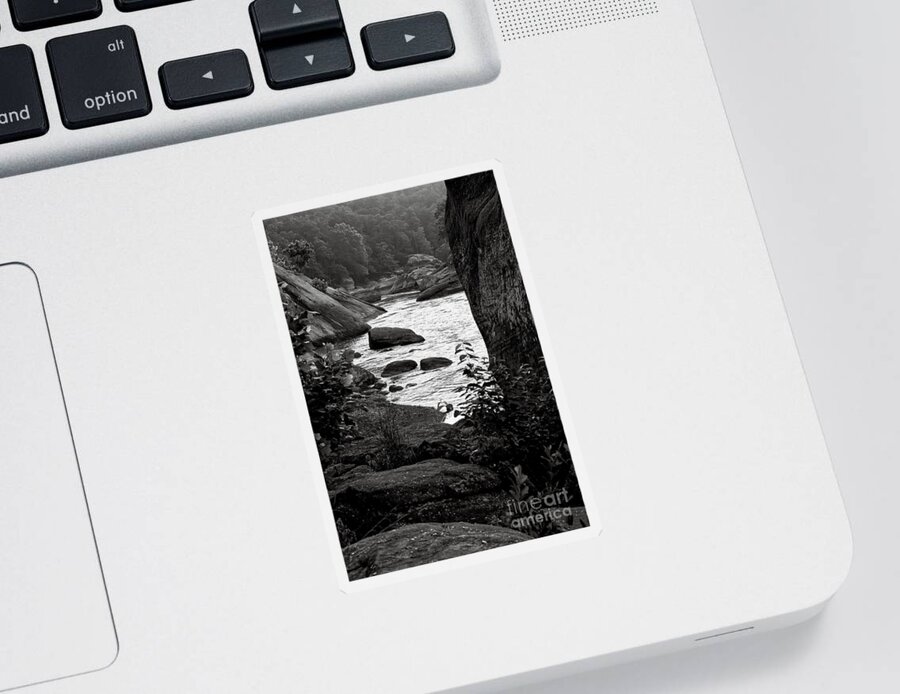 Boulders Sticker featuring the photograph Black And White Cumberland River by Phil Perkins