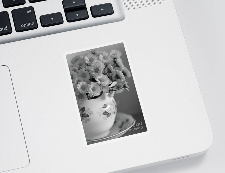 Black And White Sticker featuring the photograph Black And White Jug 'n' Daisies by Tracey Lee Cassin