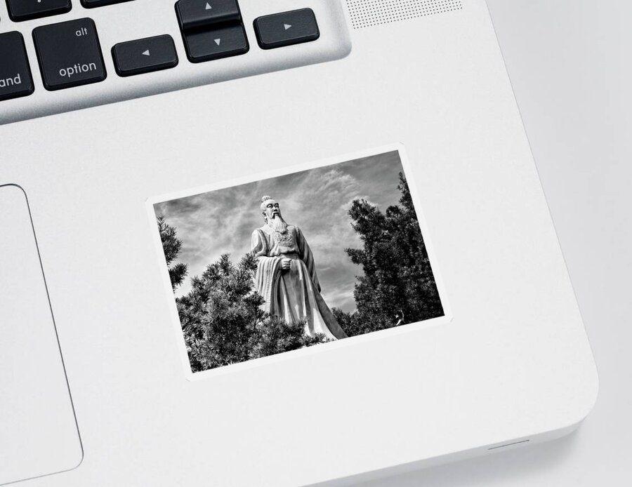 Black And White Photography Sticker featuring the photograph Black China Series - Confucius by Philippe HUGONNARD