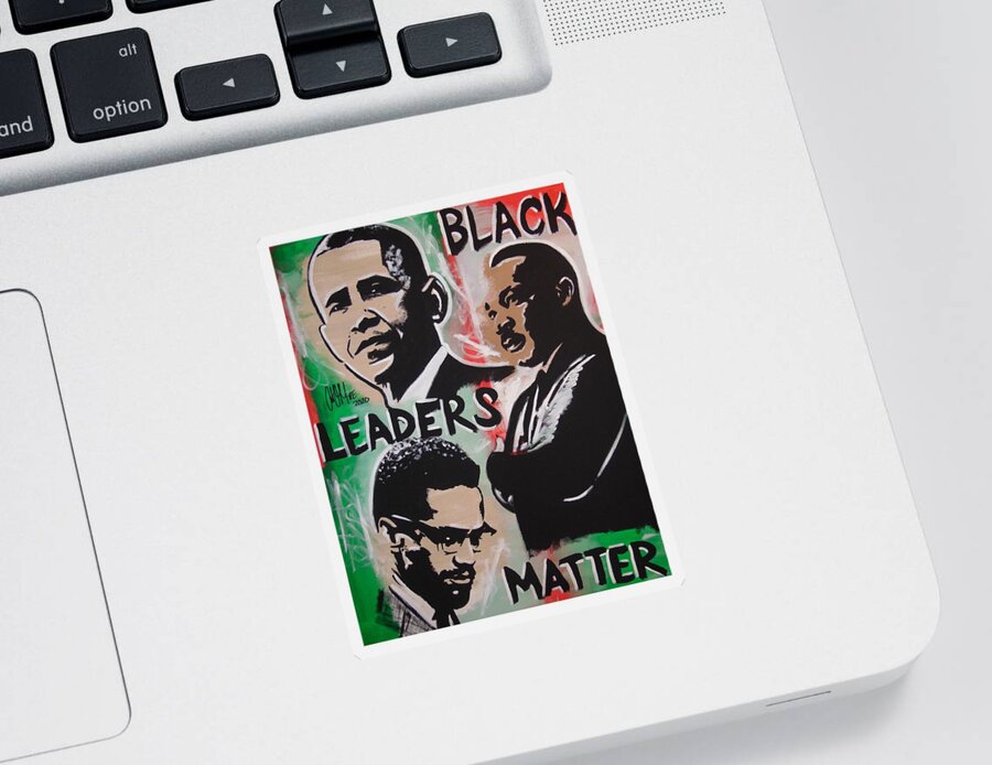 Obama Sticker featuring the painting Black Leaders Matter by Antonio Moore