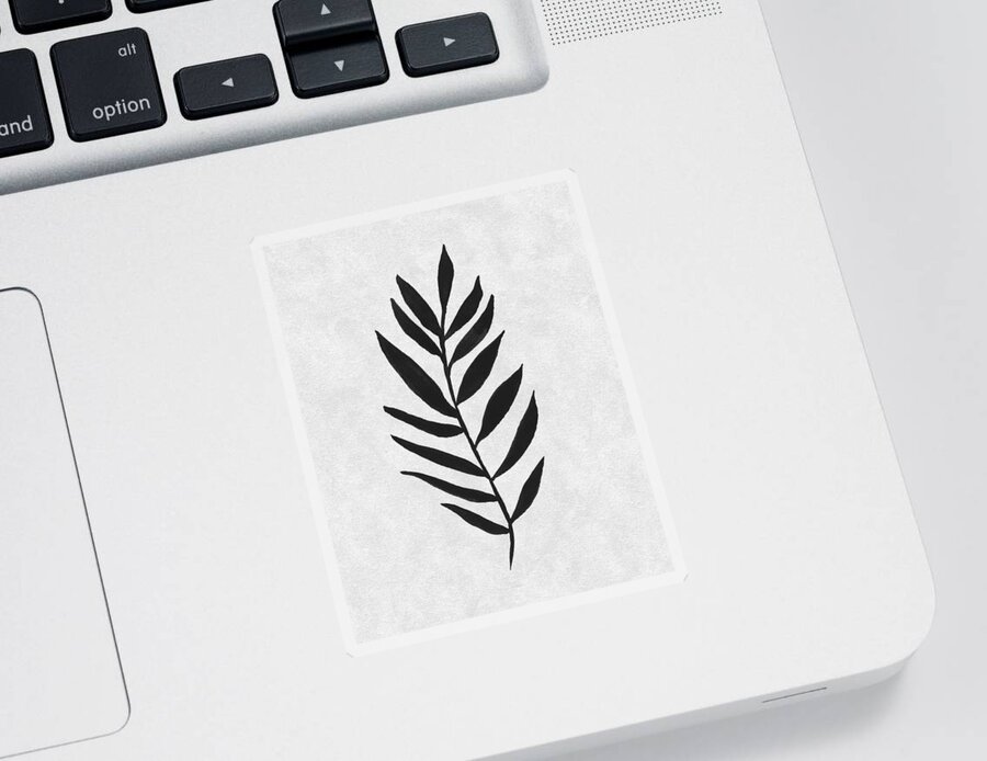White Sticker featuring the painting Black Leaf I by Rachel Elise