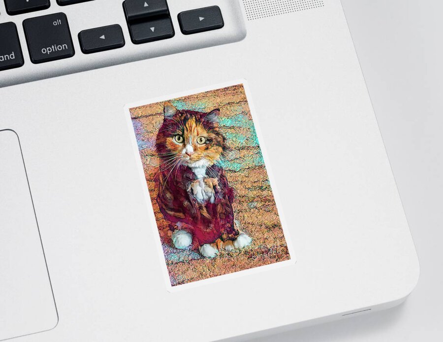 Cat Sticker featuring the digital art Blend with the Venue by Deb Nakano