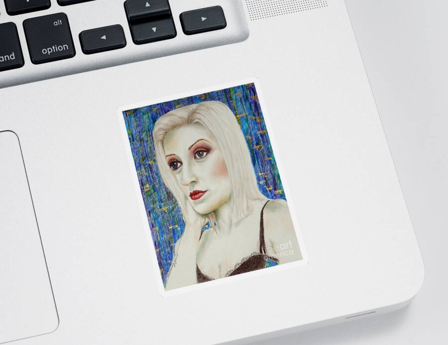 Blond Sticker featuring the drawing Blond Bombshell No.4 by Jayne Somogy