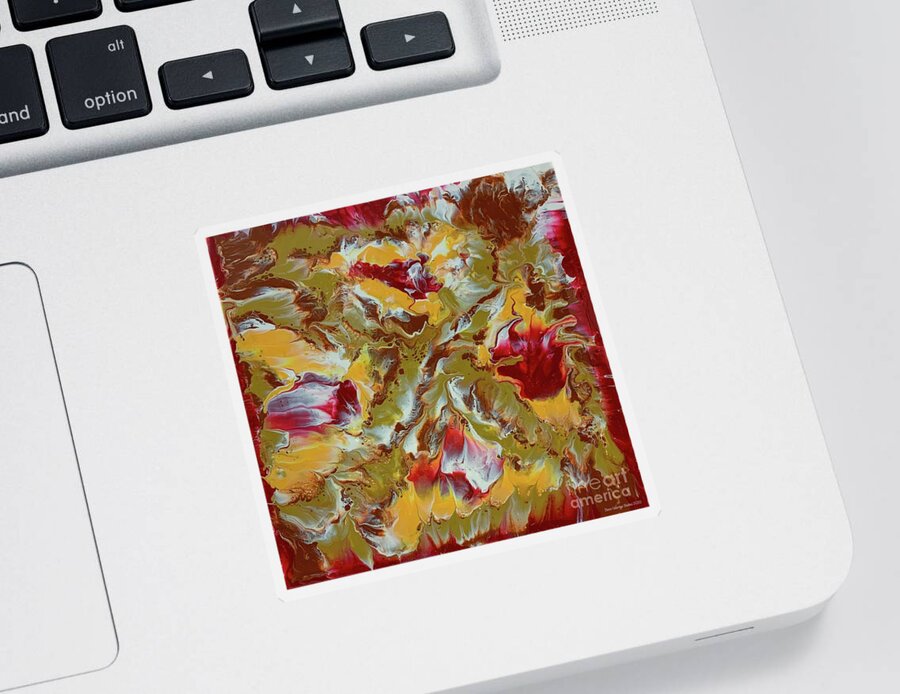 Reds Sticker featuring the painting Blooms on fire by Valerie Valentine