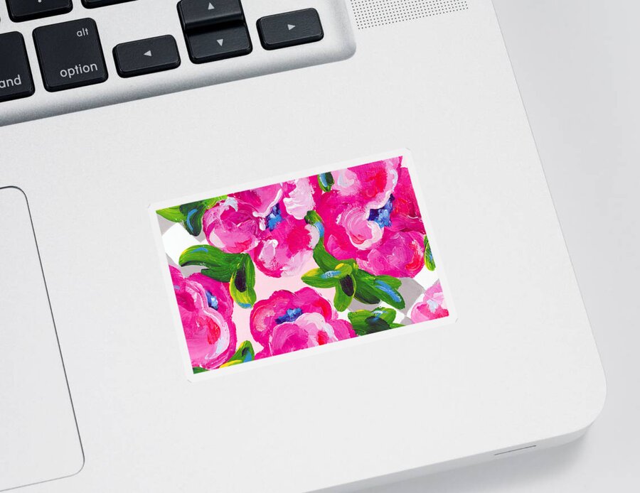 Abstract Flowers Sticker featuring the painting Blossoming 2 by Beth Ann Scott