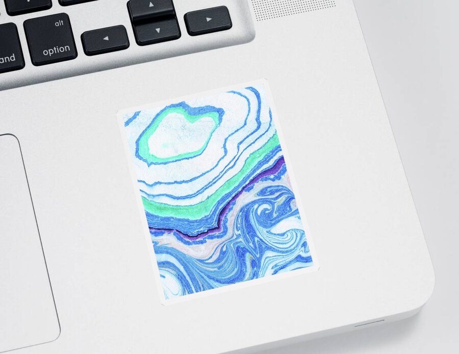 Agate Sticker featuring the painting Blue Agate Watercolor Stone Collection I by Irina Sztukowski