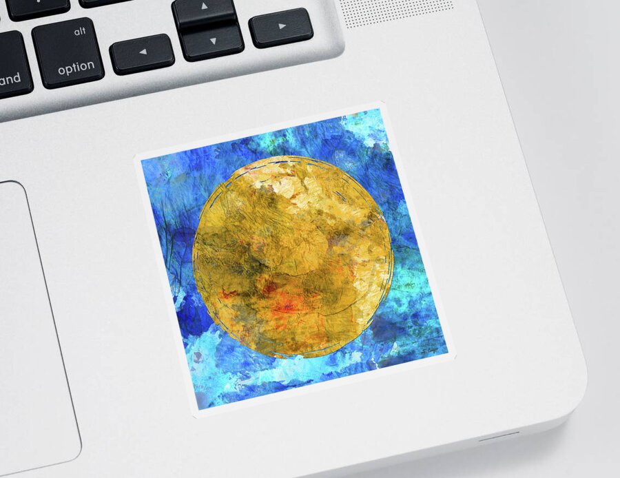 Blue Sticker featuring the painting Blue And Yellow Gold Art - Balance by Sharon Cummings