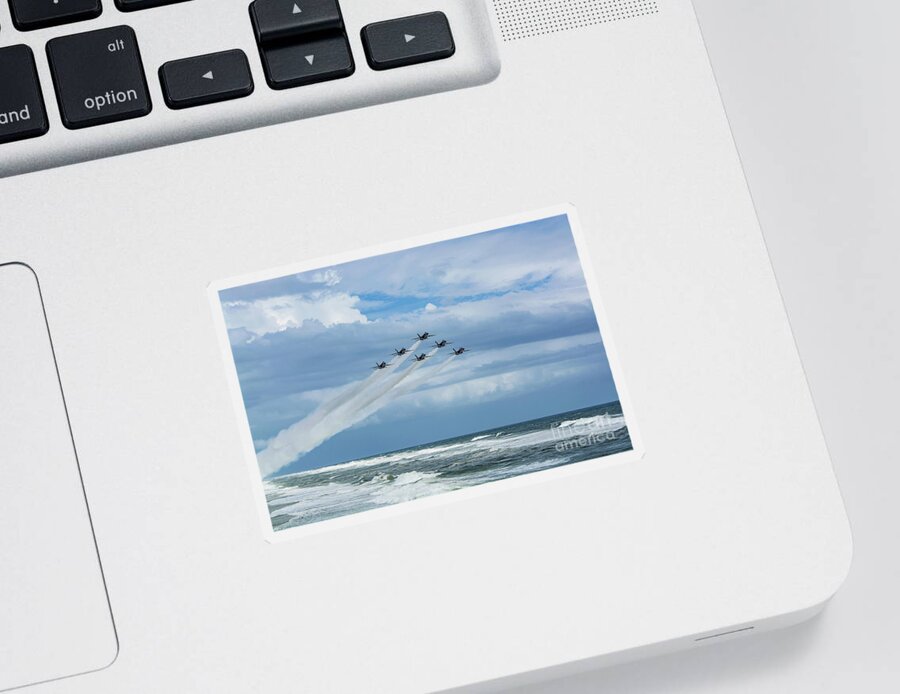 Blue Angels Sticker featuring the photograph Blue Angels over the Gulf of Mexico by Beachtown Views