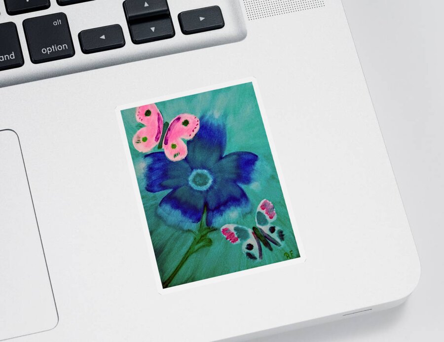 Blue Sticker featuring the painting Blue Blossom by Anna Adams