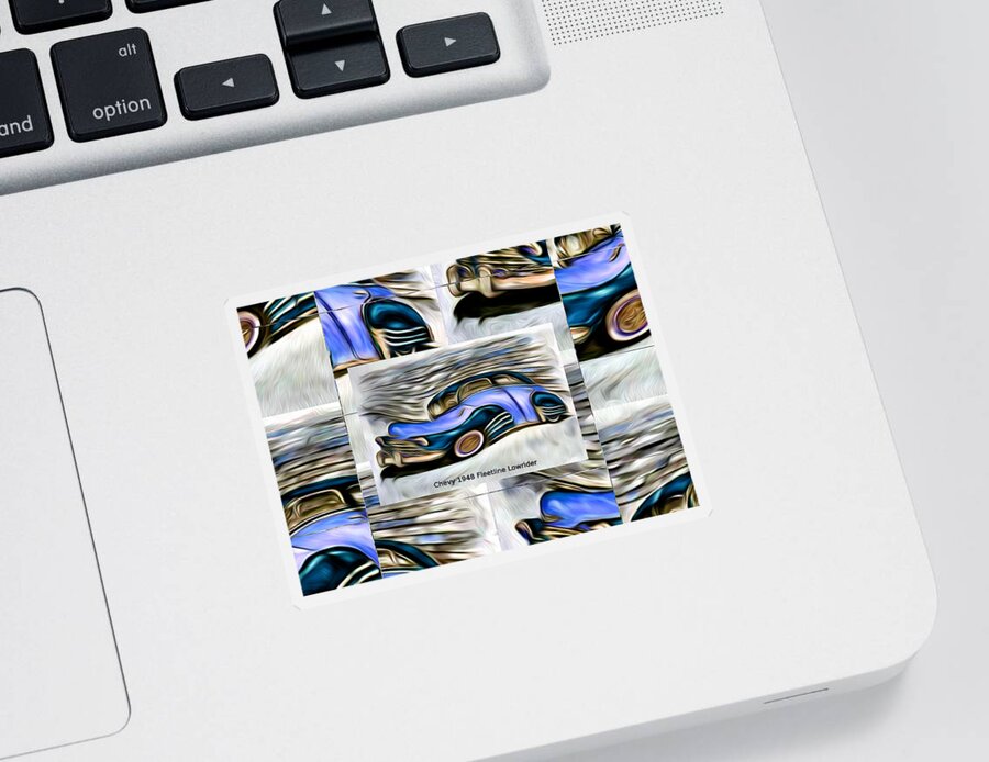 Chevy Sticker featuring the digital art Blue Car Abstract Collage Art Poster by Ronald Mills