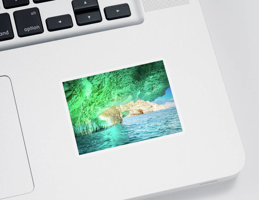 Zakinthos Sticker featuring the photograph Blue Cave by Anastasy Yarmolovich