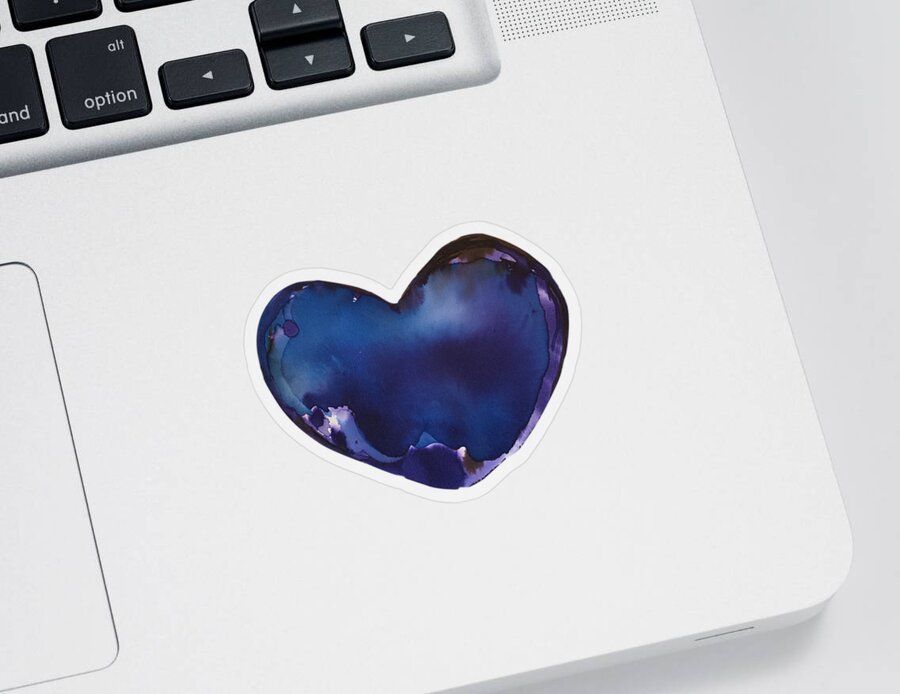Watercolor Sticker featuring the painting Blue Heart by Sandy Rakowitz