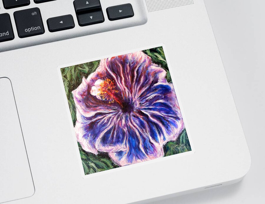 Hibiscus Sticker featuring the painting Blue Hibiscus by John Bohn