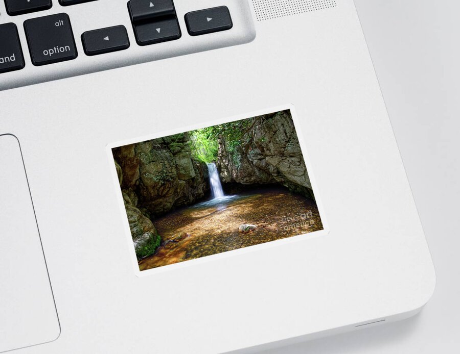 Nature Sticker featuring the photograph Blue Hole Falls 3 by Phil Perkins
