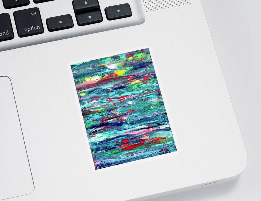 Abstract Sticker featuring the painting Blue Horizon by Teresa Moerer