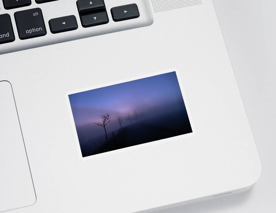 Fog Sticker featuring the photograph Blue Hour at Schauinsland, Black Forest by Imi Koetz