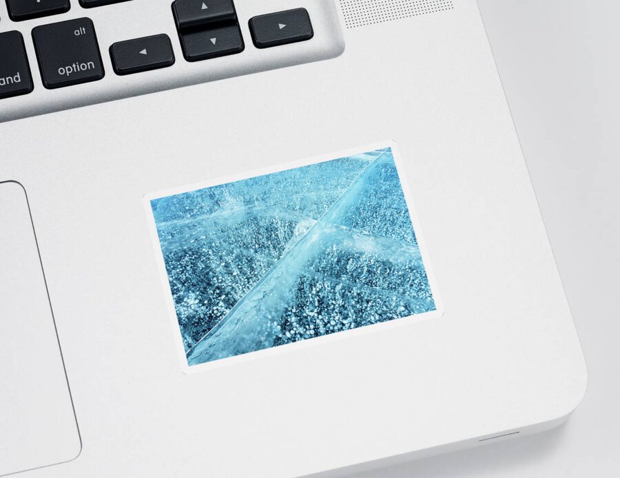 Ice Sticker featuring the photograph Blue Ice And Frozen Methane Bubbles by Mikhail Kokhanchikov