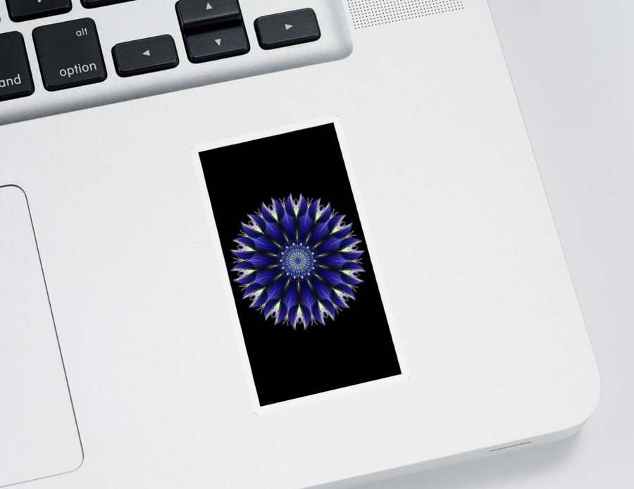 This Design Is Inspired By The Beauty Of Winter Sticker featuring the digital art Blue Ice Mandala by Michael Canteen