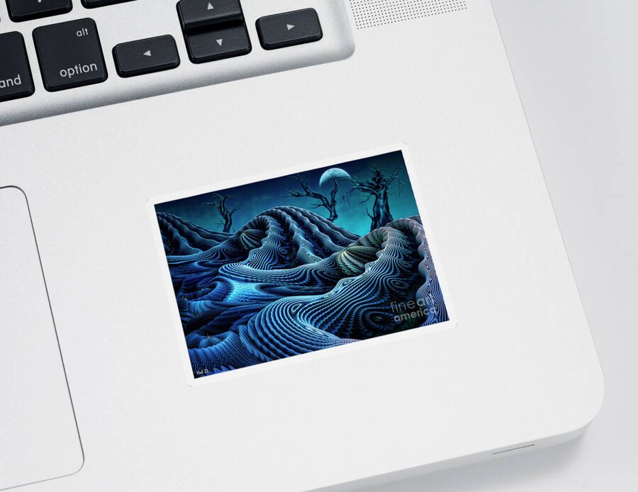 Fractal Sticker featuring the digital art Blue Landscape by Jutta Maria Pusl