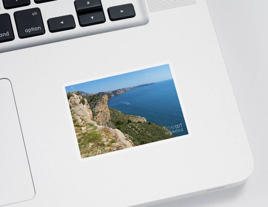 Mediterranean Sea Sticker featuring the photograph Blue Mediterranean Sea and limestone cliffs by Adriana Mueller