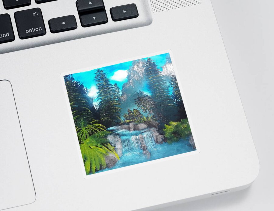Waterfall Sticker featuring the painting Blue Ridge Falls by Janet Lyons