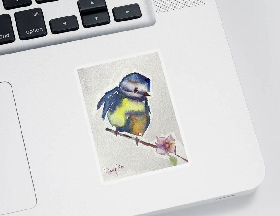 Blue Tit Sticker featuring the painting Blue by Roxy Rich