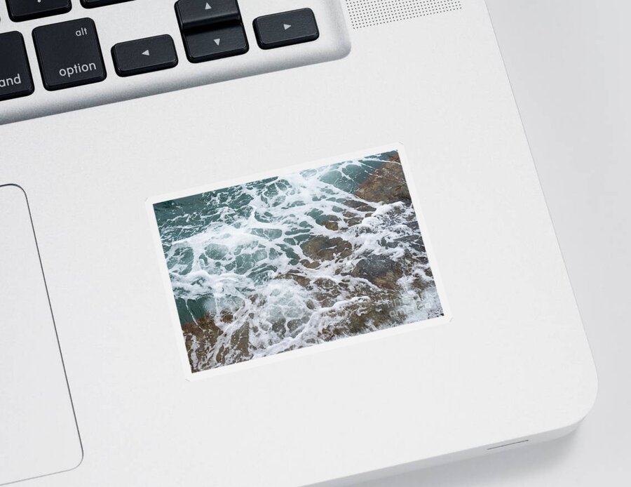 Sea Water Sticker featuring the photograph Blue sea water flows over the rocks 3 by Adriana Mueller