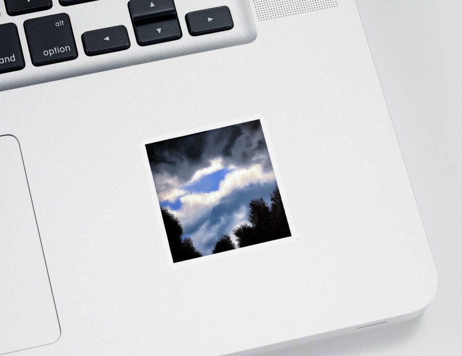 Landscape Sticker featuring the painting Blue Sky and Grey Clouds by Willy Proctor