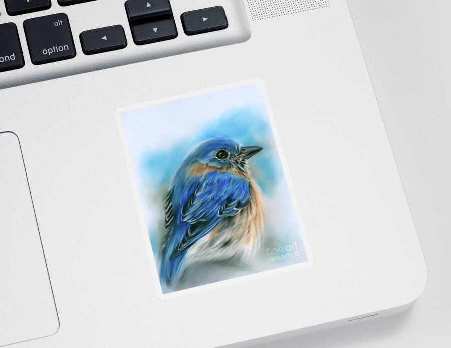 Bird Sticker featuring the painting Bluebird in Winter by MM Anderson