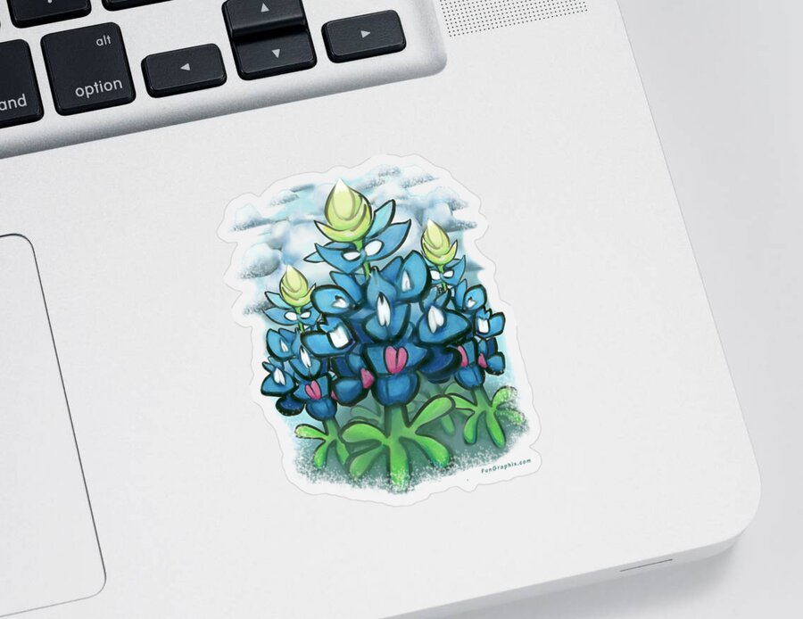 Bluebonnets Sticker featuring the digital art Bluebonnets by Kevin Middleton