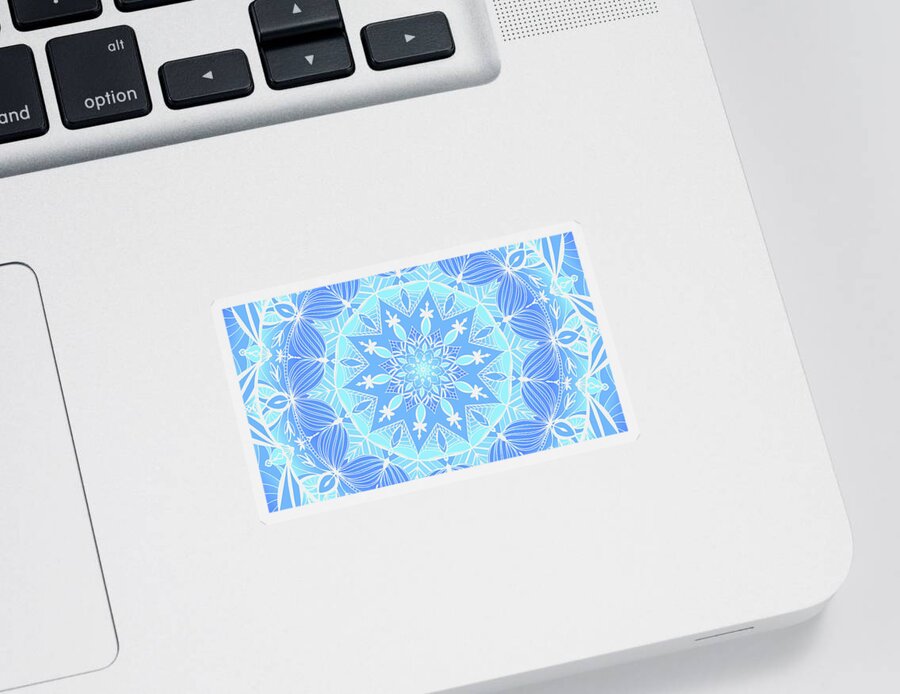 Mandala Sticker featuring the digital art Blues of a Mandala by Angie Tirado