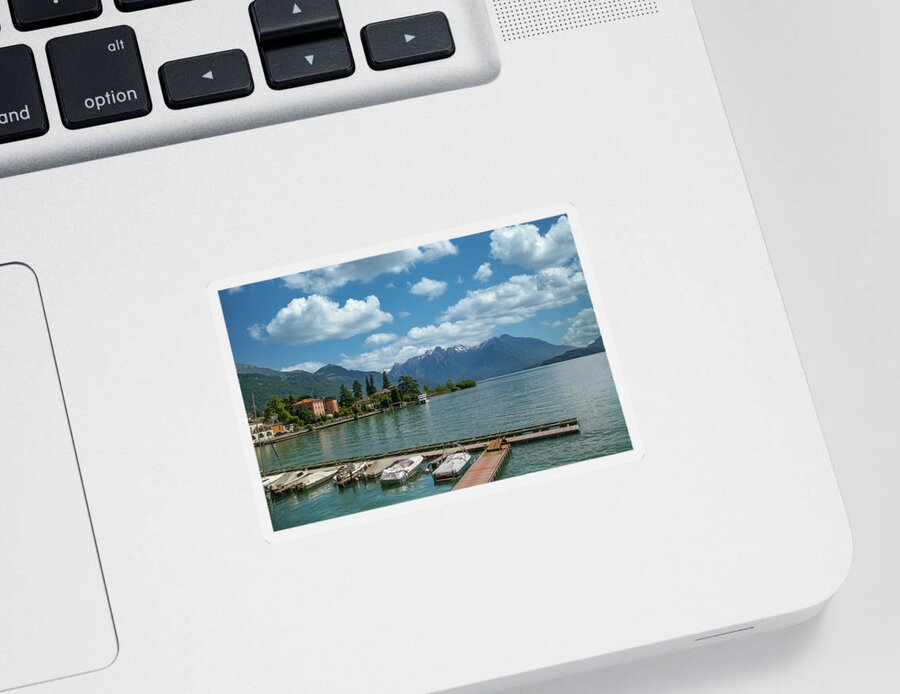Boats Sticker featuring the photograph Boat Slips on Lake Como by Matthew DeGrushe