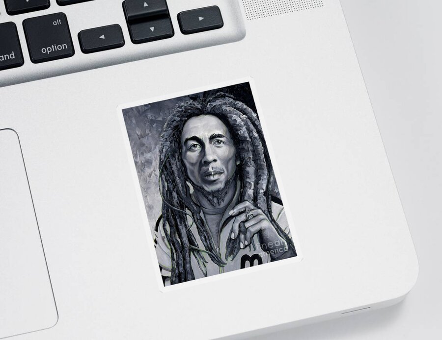 Rasta Sticker featuring the painting Bob Marley by PJ Kirk