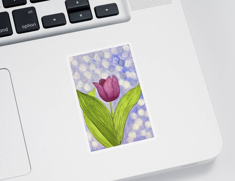 Tulip Sticker featuring the painting Bokeh Tulip by Lisa Neuman