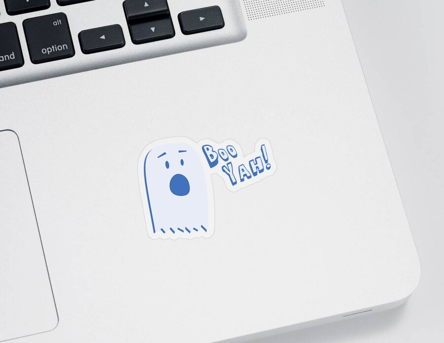 Cool Sticker featuring the digital art Booyah Funny Halloween Ghost by Flippin Sweet Gear