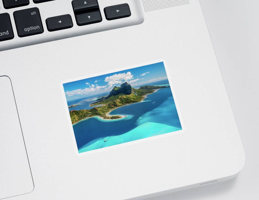 Bora Bora Sticker featuring the photograph Bora Bora - aerial view of the island and the lagoon by Olivier Parent