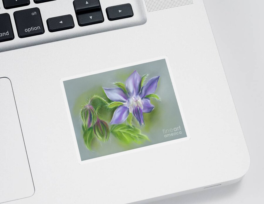 Botanical Sticker featuring the painting Borage Flower and Buds by MM Anderson