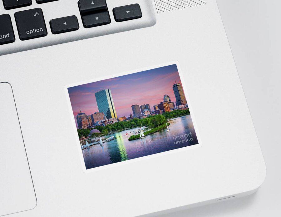America Sticker featuring the photograph Boston Skyline by Inge Johnsson