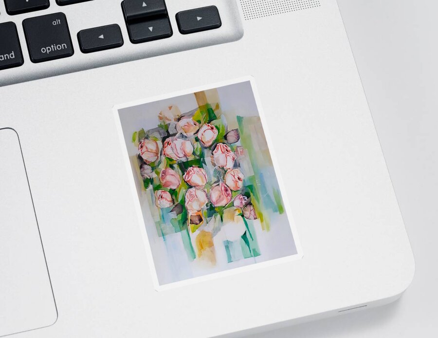 Silk Paper Sticker featuring the mixed media Bouquet Of Roses by Carolina Prieto Moreno
