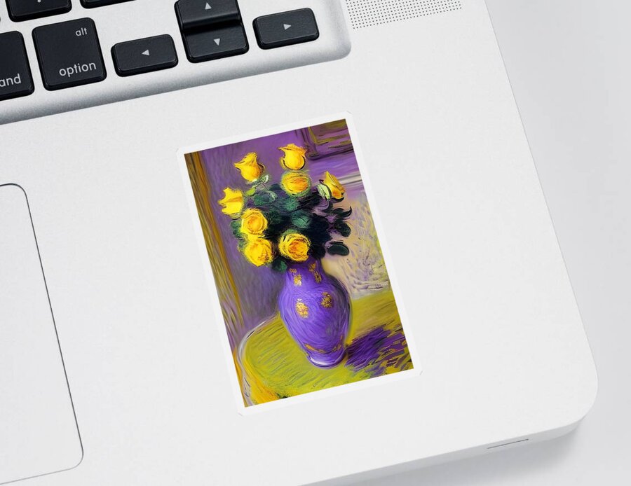 Computer-generated Sticker featuring the digital art Bouquet of Yellow Roses by Katrina Gunn