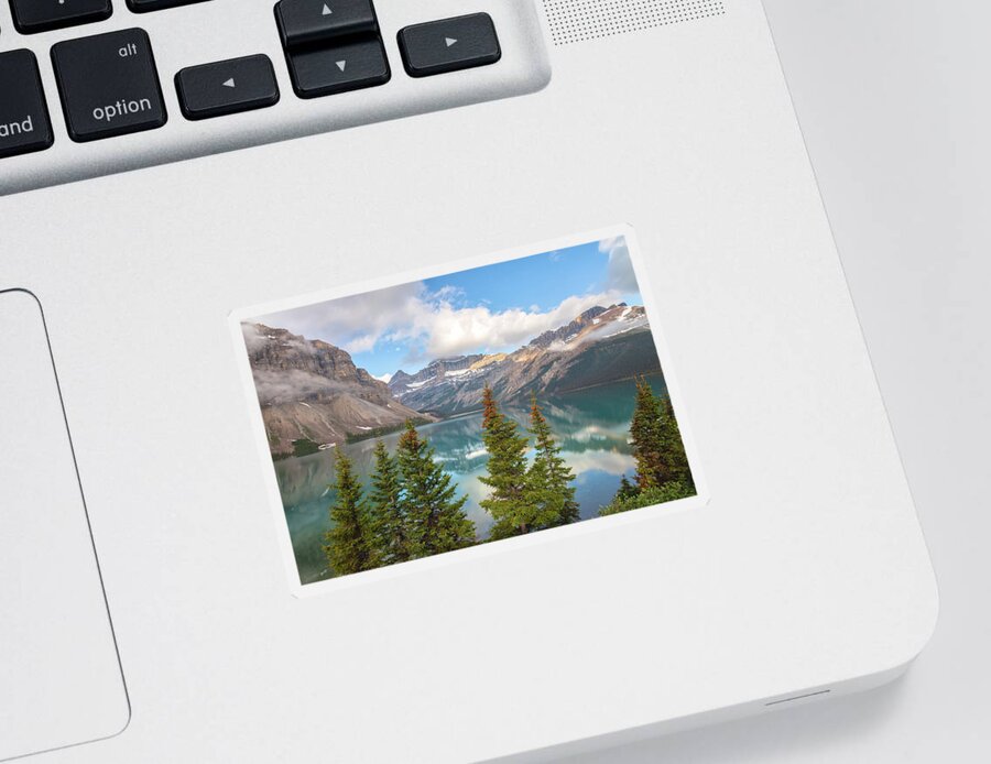 Canadian Rockies Sticker featuring the photograph Bow Lake by Jonathan Nguyen